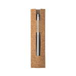 Stylo en acier inoxydable recyclé avec clip et encre bleue couleur argenté mat avec boîte deuxième vue