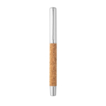 Roller en acier inoxydable recyclé avec clip en liège et encre bleue couleur naturel première vue