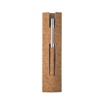 Roller en acier inoxydable recyclé avec clip en liège et encre bleue couleur naturel avec boîte deuxième vue