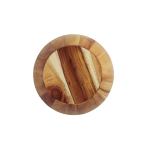 Saladier en bois d'acacia certifié, de forme ronde couleur bois foncé deuxième vue