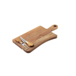Planche à découper en bois d'acacia avec 2 ustensiles couleur bois foncé