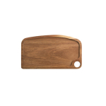 Planche en bois d'acacia certifié avec bordure et poignée couleur bois foncé première vue