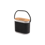Haut-parleur portable en RPET avec chargeur sans fil ultra-rapide couleur gris foncé image avec logo