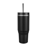 Grand gobelet avec une paille à double paroi 1,2 L couleur noir
