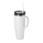 Grand gobelet avec une paille à double paroi 1,2 L couleur blanc