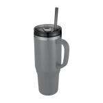 Grand gobelet avec une paille à double paroi 1,2 L couleur gris
