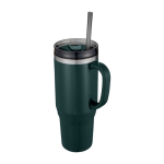 Grand gobelet avec une paille à double paroi 1,2 L couleur vert forêt