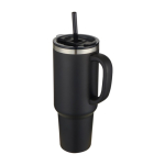 Gobelet à double paroi isolé sous vide avec paille 1,2 L couleur noir