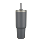 Gobelet à double paroi isolé sous vide avec paille 1,2 L couleur gris deuxième vue frontale