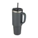 Gobelet à double paroi isolé sous vide avec paille 1,2 L couleur gris