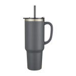 Gobelet à double paroi isolé sous vide avec paille 1,2 L couleur gris vue latérale