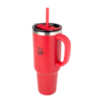 Gobelet à double paroi isolé sous vide avec paille 1,2 L vue avec impression sérigraphique