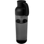 Bouteille en plastique recyclé avec logo et poignée en silicone 600 ml couleur noir