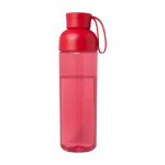 Bouteille en plastique recyclé avec poignée en silicone 600 ml couleur rouge deuxième vue frontale