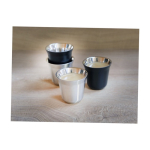 Ensemble de tasses à café espresso en acier inoxydable 80 ml couleur argenté image nature morte 2