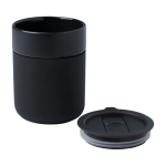 Gobelet en céramique avec revêtement silicone et couvercle 330 ml couleur noir deuxième vue
