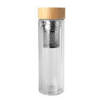 Bouteille en verre borosilicate avec infuseur et bouchon bambou 400 ml couleur transparent deuxième vue frontale