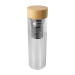 Bouteille en verre borosilicate avec infuseur et bouchon bambou 400 ml couleur transparent