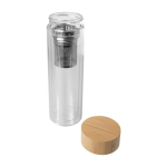 Bouteille en verre borosilicate avec infuseur et bouchon bambou 400 ml couleur transparent deuxième vue
