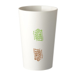 Tasse à café en plastique résistant aux hautes températures 300 ml couleur blanc vue avec impression sérigraphique