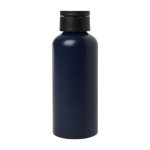 Bouteille en aluminium recyclé avec bouchon en plastique 600 ml couleur bleu marine deuxième vue frontale