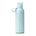 Bouteille en inox recyclé à double ouverture 500 ml Ocean Bottle couleur bleu ciel vue impression avec logo 2