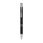 Stylo bille en aluminium avec revêtement doux au toucher encre noire couleur noir deuxième vue frontale