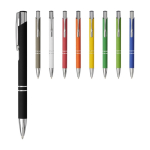 Stylo bille en aluminium avec revêtement doux au toucher encre noire couleur noir
