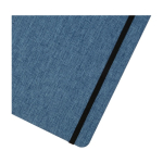 Carnet avec couverture tissu RPET et porte-stylo A5 feuilles lignées couleur cyan vue détail 1