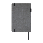Carnet avec couverture tissu RPET et porte-stylo A5 feuilles lignées deuxième vue arrière