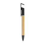 Stylo en bambou avec support de téléphone intégré encre bleue couleur noir vue latérale