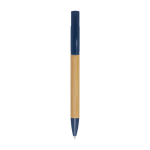 Stylo en bambou avec support de téléphone intégré encre bleue couleur bleu marine