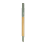 Stylo en bambou avec support de téléphone intégré encre bleue couleur vert pastel