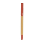 Stylo en bambou avec support de téléphone intégré encre bleue couleur saumon