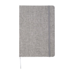 Carnet à couverture rigide en coton recyclé A5 feuilles lignées couleur gris deuxième vue frontale