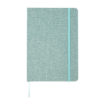 Carnet à couverture rigide en coton recyclé A5 feuilles lignées couleur vert pastel deuxième vue frontale