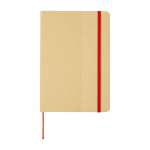 Carnet à couverture en carton recyclé et élastique A5 feuilles lignées couleur rouge deuxième vue frontale