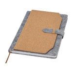 Carnet en feutre et liège recyclés avec pochettes A5 feuilles lignées couleur naturel