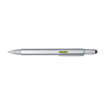 Stylo multifonction en aluminium recyclé argenté encre noire couleur argenté deuxième vue frontale