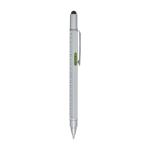 Stylo multifonction en aluminium recyclé argenté encre noire couleur argenté deuxième vue latérale