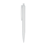 Stylo en plastique recyclé avec ressort en acier encre noire couleur blanc vue latérale