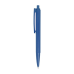 Stylo en plastique recyclé avec ressort en acier encre bleue couleur bleu vue latérale
