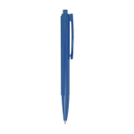 Stylo en plastique recyclé avec ressort en acier encre bleue couleur bleu deuxième vue latérale