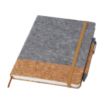 Carnet couverture en liège et feutre recyclés A5 feuilles lignées couleur naturel