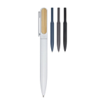 Stylo en aluminium recyclé avec partie en bambou encre noire couleur noir deuxième vue en couleurs
