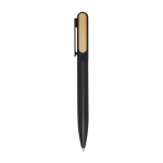 Stylo en aluminium recyclé avec partie en bambou encre noire couleur noir vue latérale