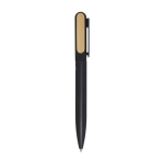 Stylo en aluminium recyclé avec partie en bambou encre noire couleur noir deuxième vue latérale