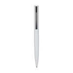 Stylo en aluminium et plastique recyclé avec clip encre bleue couleur blanc