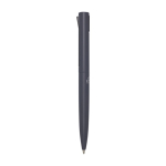 Stylo en aluminium et plastique recyclé avec clip encre bleue couleur gris taupe vue latérale