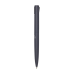 Stylo en aluminium et plastique recyclé avec clip encre bleue couleur gris taupe deuxième vue latérale